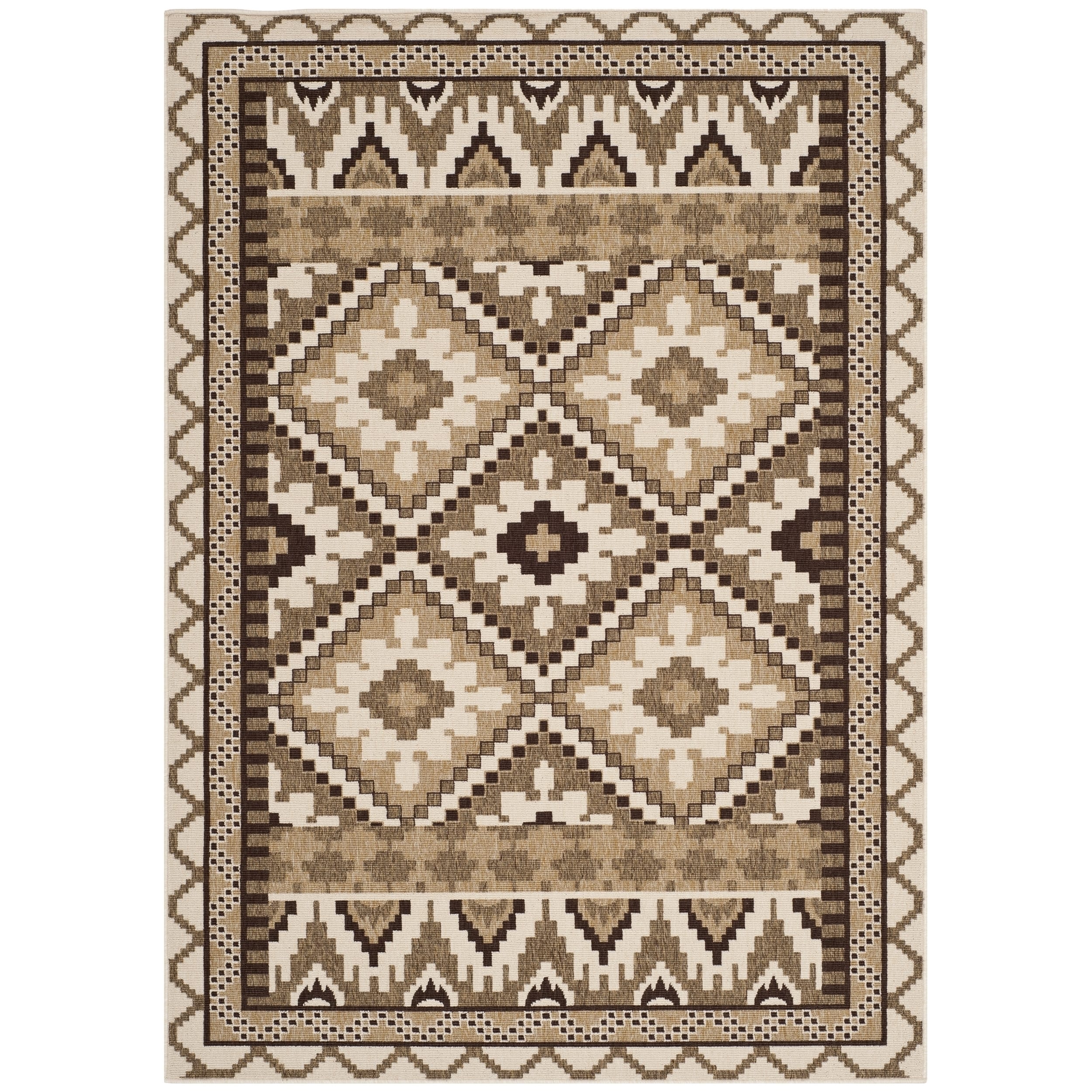 Safavieh Veranda Cream/ Brown Indoor/ Outdoor Polypropylene Rug (67 X 96)