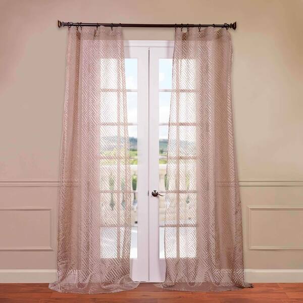 Shop Exclusive Fabrics Zara Taupe Patterned Sheer Curtain Panel