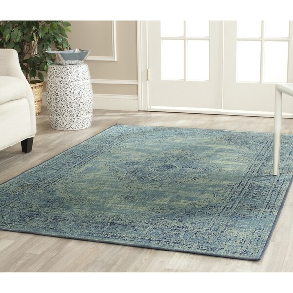 Safavieh Vintage Oriental Turquoise Distressed Silky Viscose Rug - 8'10 x 12'2
