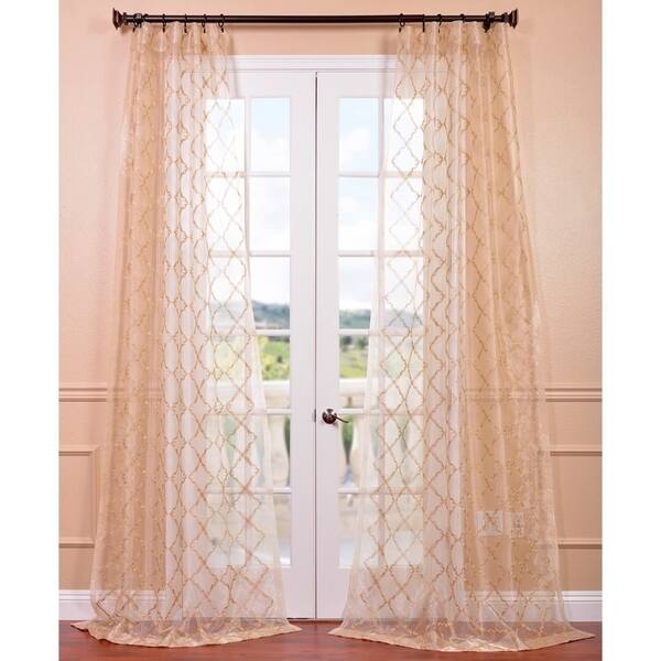Shop Exclusive Fabrics Gia Gold Embroidered Sheer Curtain Panel