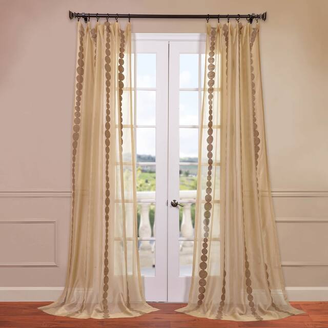 Exclusive Fabrics Cleopatra Embroidered Sheer Curtain (1 Panel) - 50 X 108 - Cleopatra Gold