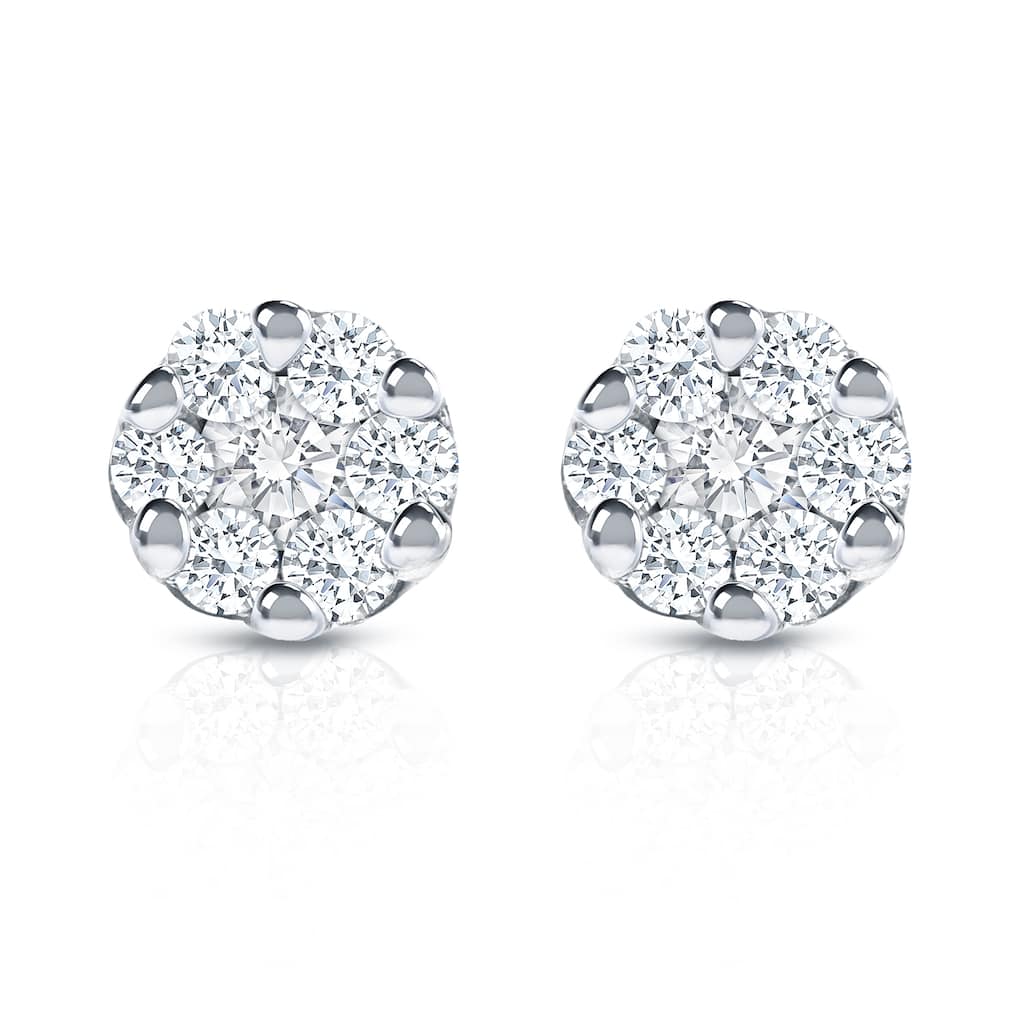 Auriya 14k White Gold 1/4ct TDW Diamond Composite Stud Earrings