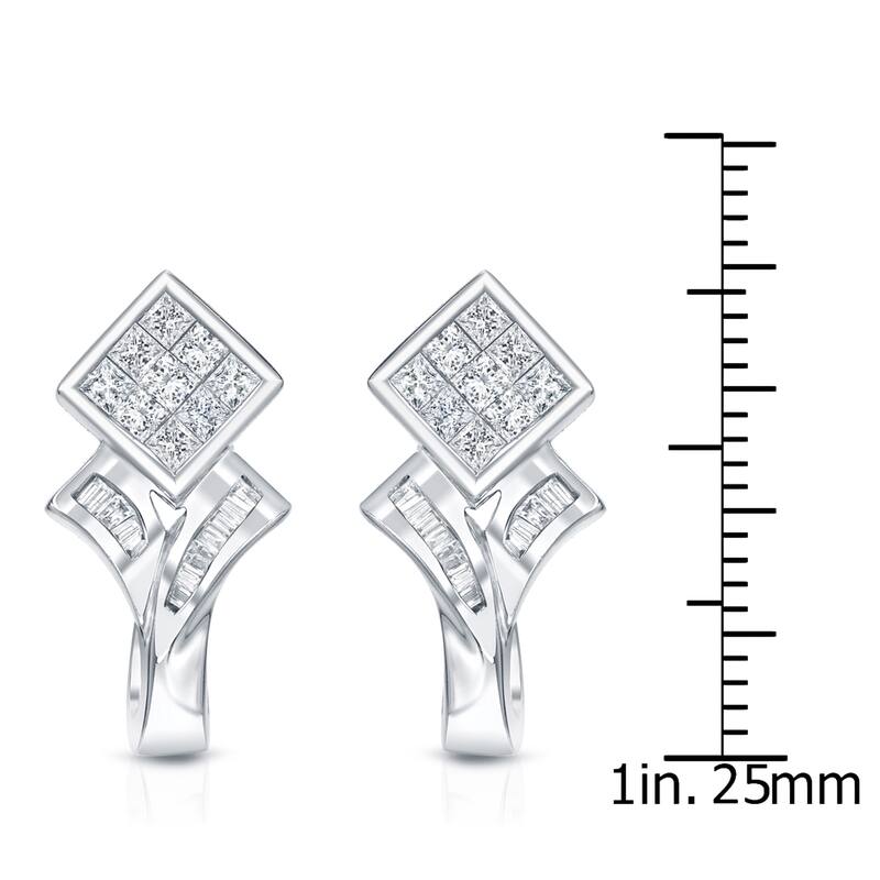 Auriya 1ctw Modern Pave Diamond Dangle Earrings 14k White Gold (H-I, SI1-SI2)