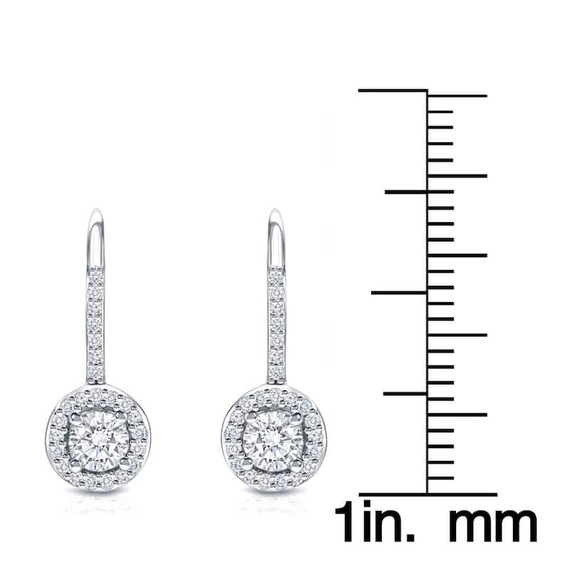 Auriya 14k Gold 3/5ct TDW Round Diamond Halo Leverback Earrings (H-I, SI1-SI2)
