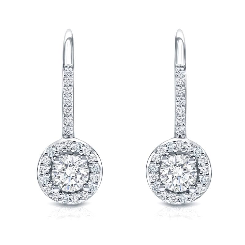 Auriya 14k Gold 3/5ct TDW Round Diamond Halo Leverback Earrings (H-I, SI1-SI2)