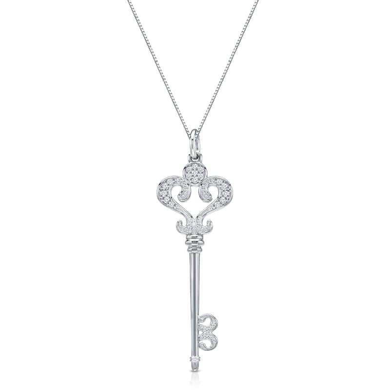Auriya Key Shaped Diamond Necklace 1/4ct TDW 14k White Gold (H-I, SI-SI2)