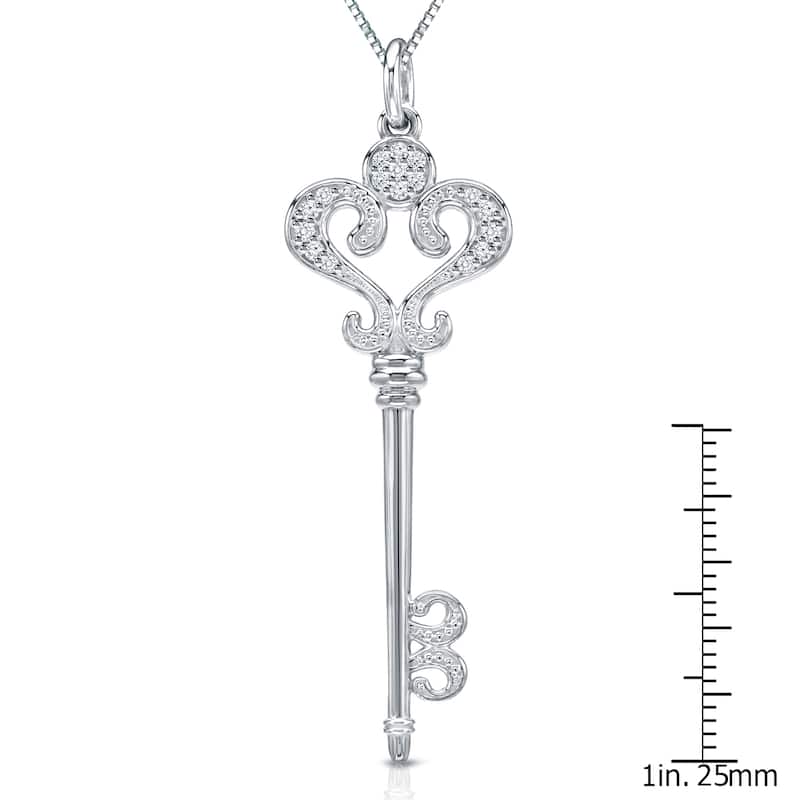 Auriya Key Shaped Diamond Necklace 1/4ct TDW 14k White Gold (H-I, SI-SI2)