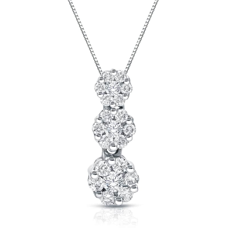 Auriya 14k White Gold 1/4ct TDW Diamond Cluster Necklace (H-I, SI1-SI2)