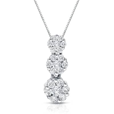 Auriya 14k White Gold 1/4ct TDW Diamond Cluster Necklace (H-I, SI1-SI2)