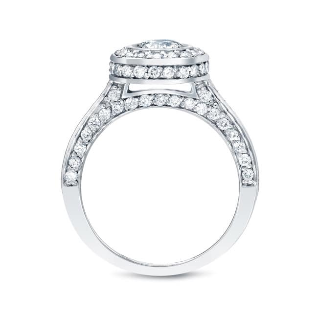 Auriya 14k Gold Certified 1 3/4ctw Round Bezel Set Halo Diamond Engagement Ring (H-I, SI1-SI2)