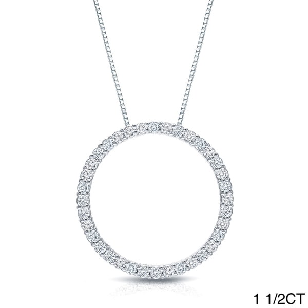 Auriya 14k White Gold Diamond Circle Necklace (H-I, SI1-SI2) - 15699841 ...