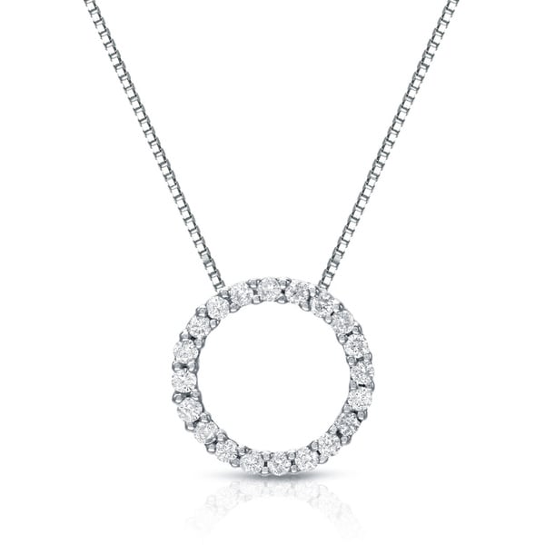 Auriya 14k White Gold Fashion Circle Diamond Necklace