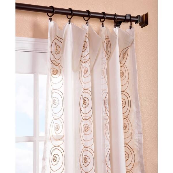 Shop Exclusive Fabrics Lunetta Taupe Gold Embroidered Sheer
