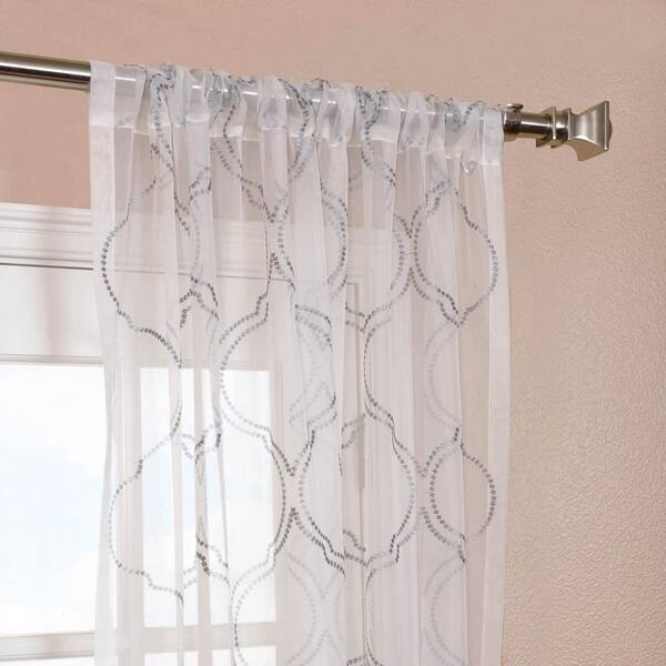 Shop Exclusive Fabrics Florentina Silver Embroidered Sheer Curtain