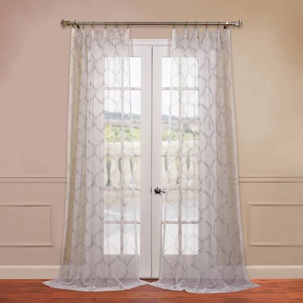 Shop Exclusive Fabrics Florentina Silver Embroidered Sheer Curtain