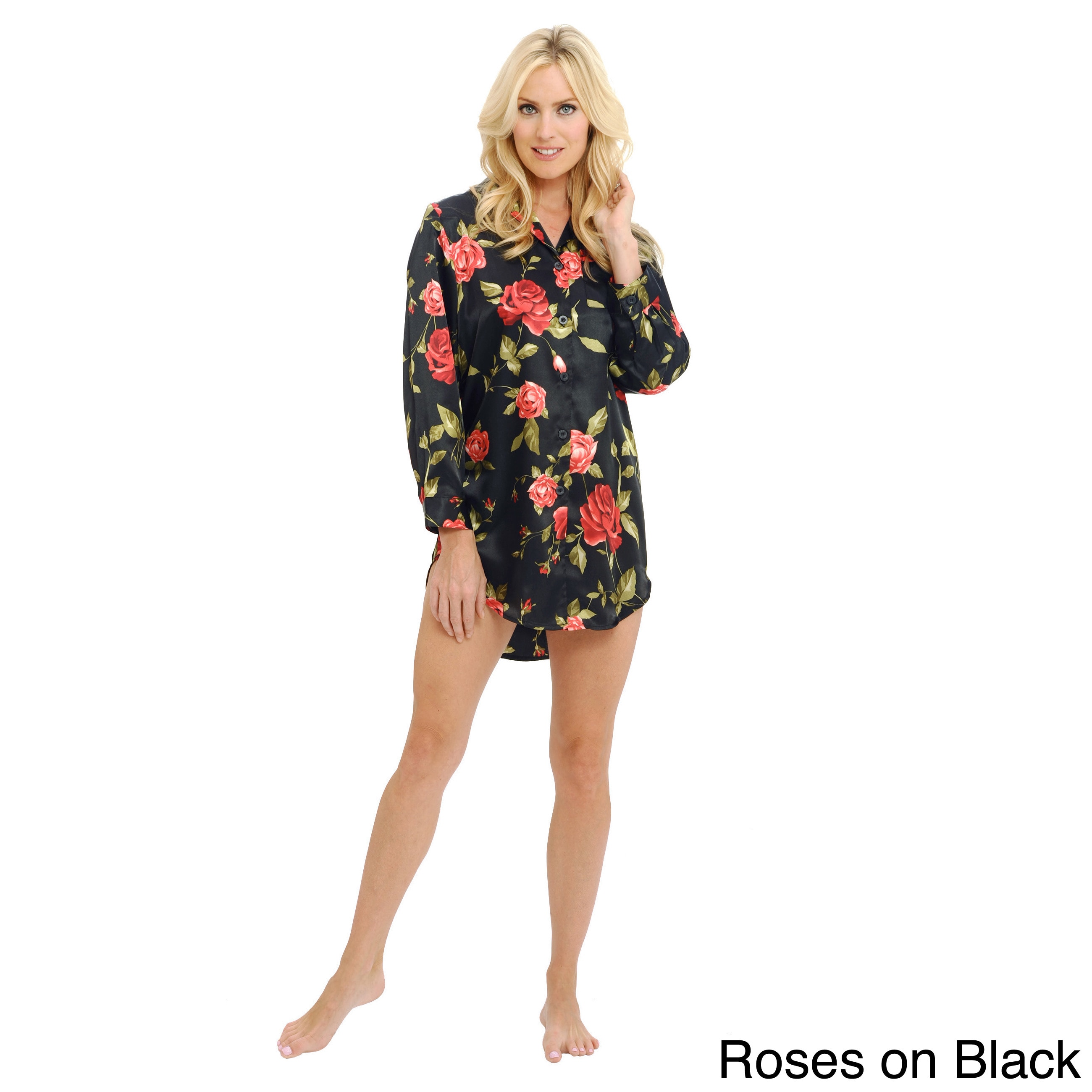 Del Rossa Womens Satin Sleep Shirt