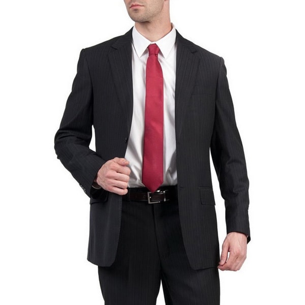 Shop Men's Black Modernfit Doublevented 2button Pinstriped Suit
