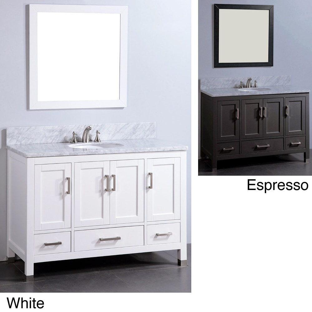 Marble Top 48 inch Single Sink Bathroom Vanity With Mirror