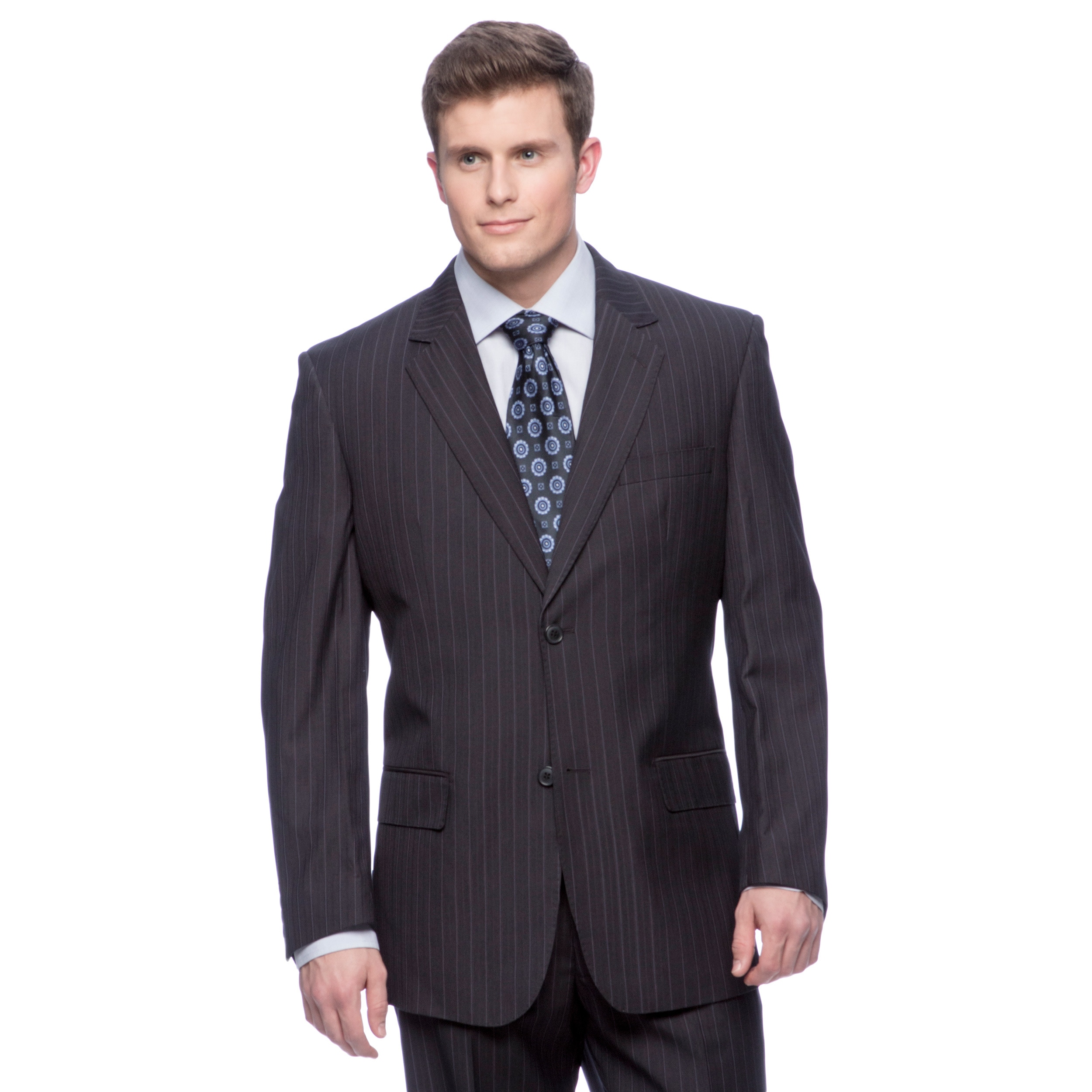 Mens Blue Modern Fit 2 button Flat Front Suit