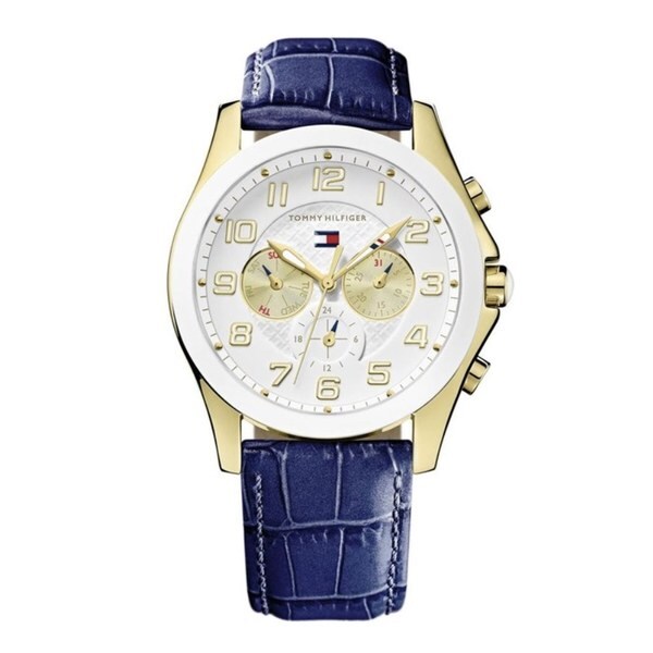 Tommy Hilfiger Women's Taylor Blue Leather Strap Watch - 15700261 ...