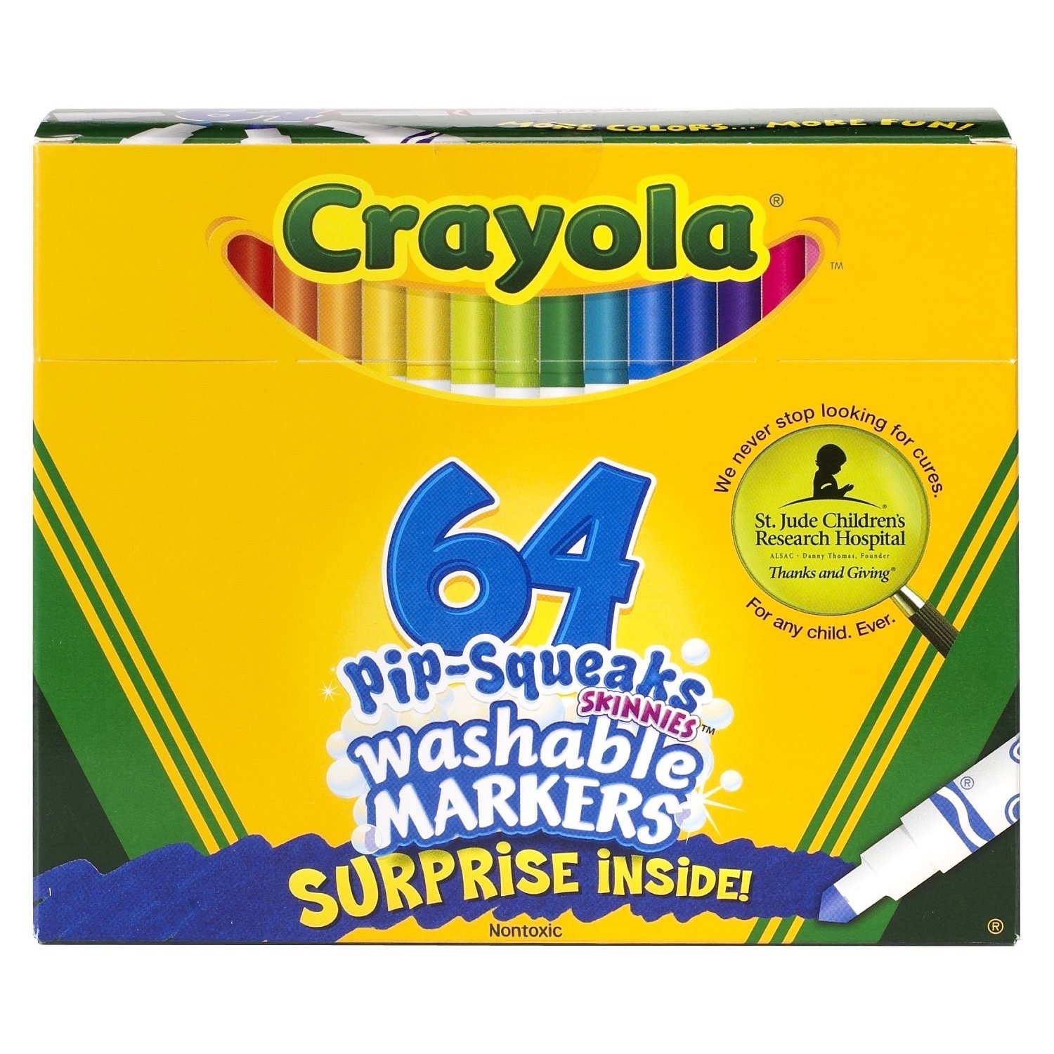 Crayola Pip-Squeaks Skinnies Washable Markers 64 Color/Set Bed