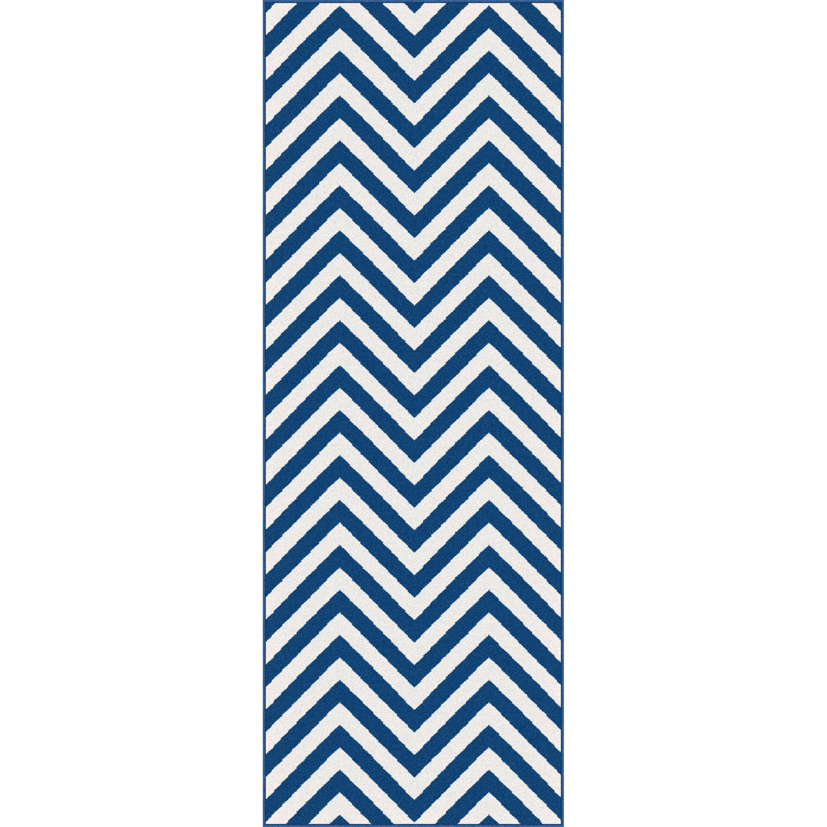 Metropolis Navy/ White Runner Rug (27 X 73)