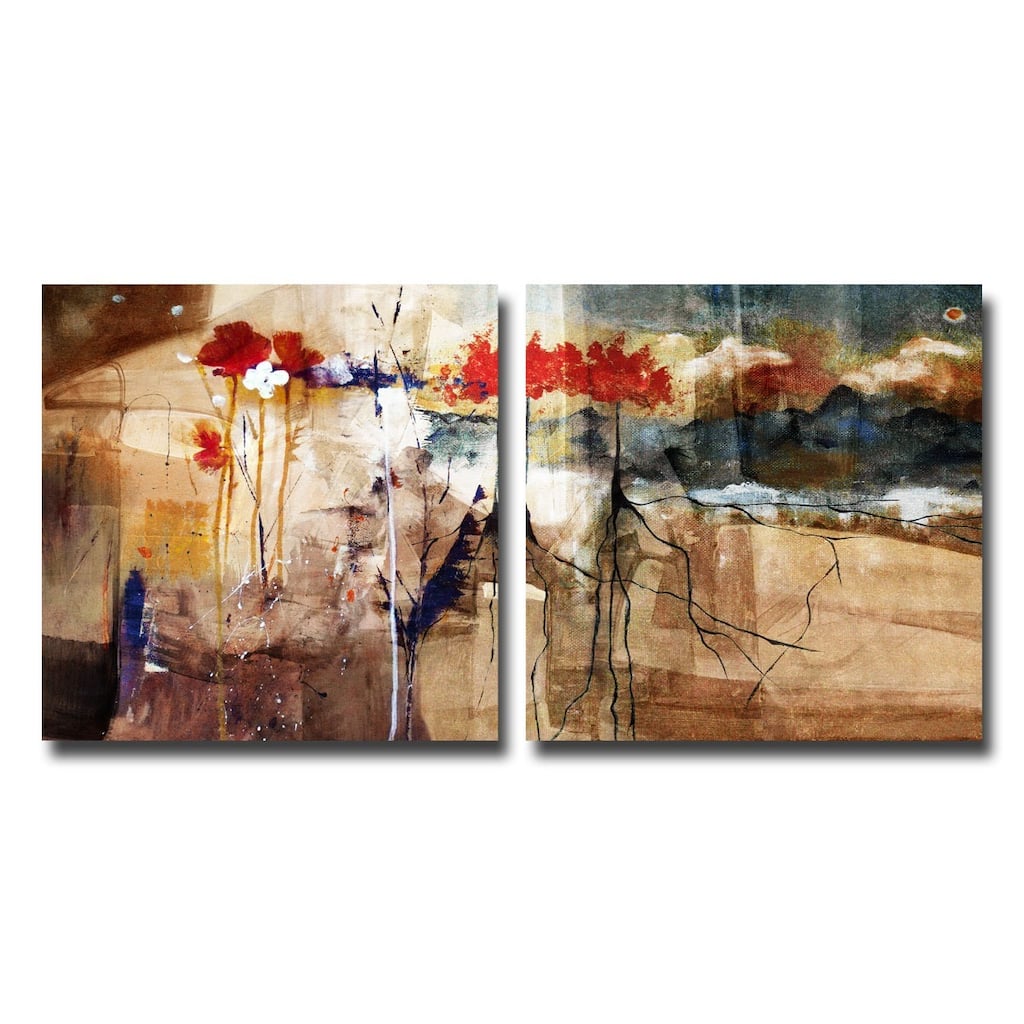 Ready2HangArt 'Floral' Oversized Abstract Canvas Wall Art (2-Piece) - Brown