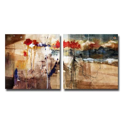 Ready2HangArt 'Floral' Oversized Abstract Canvas Wall Art (2-Piece) - Brown