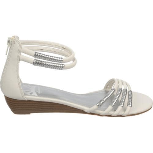 Women's Fergalicious Keira White Smooth Polyurethane Fergalicious Wedges