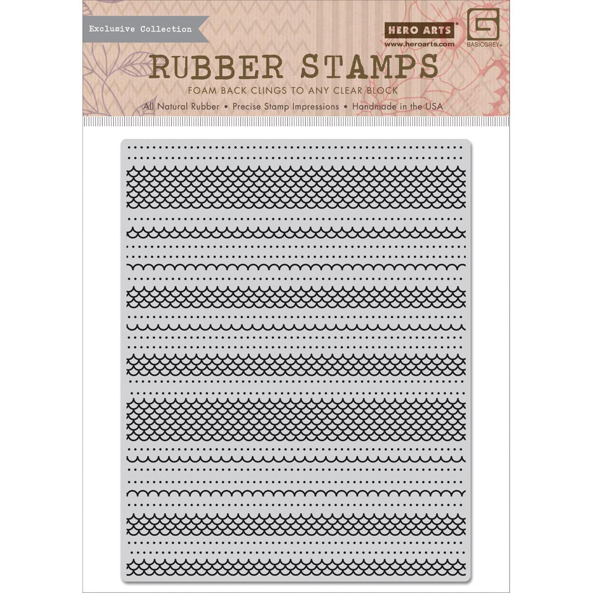 Basic Grey Rsvp Cling Stamps By Hero Arts  Small Scallop Background