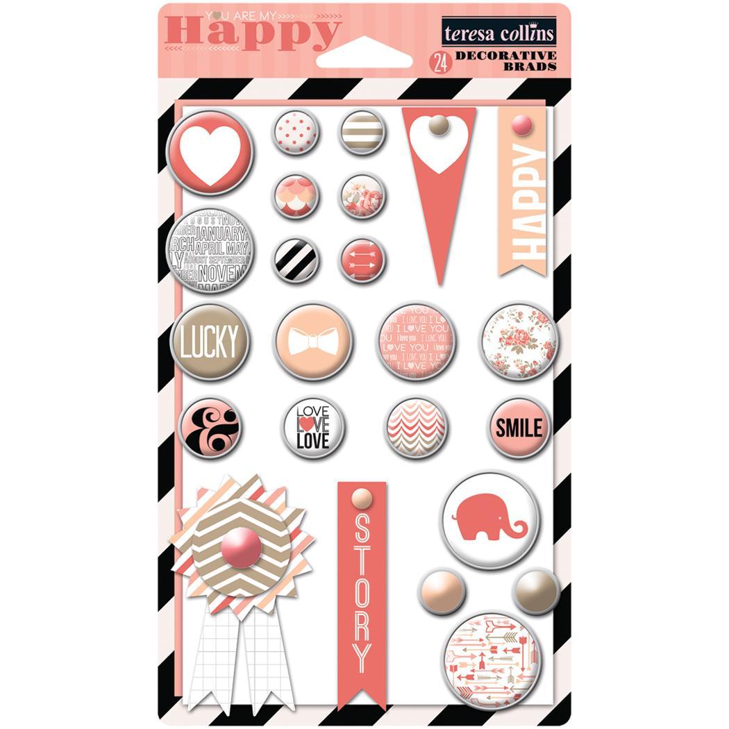 You Are My Happy Decorative Brads 24/pkg