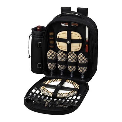 Picnic At Ascot Picnic Backpack For Four Black/london Plaid