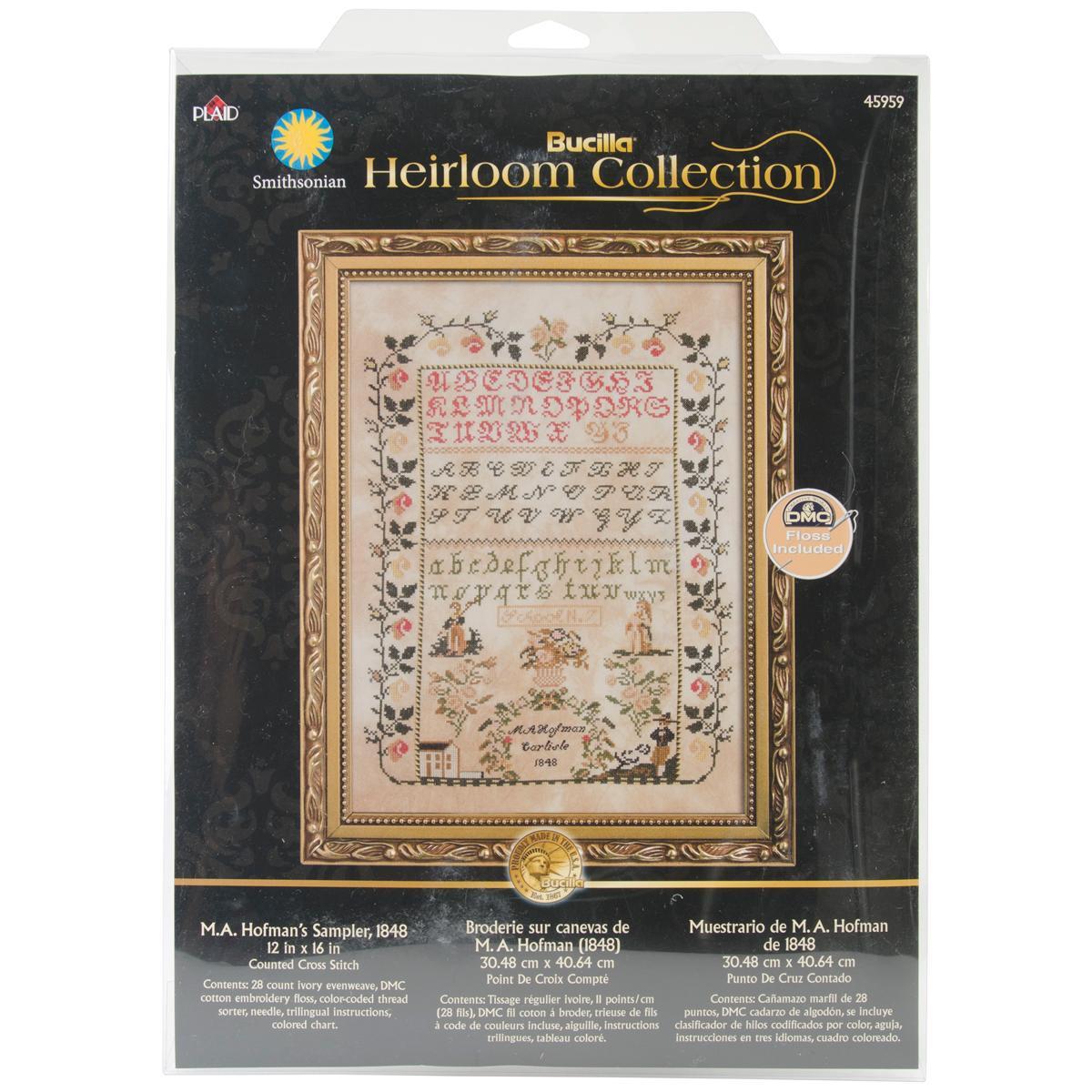 Heirloom Collection M.A. Hofman's Sampler Counted Cross Stit   12 X16 Cross Stitch Kits