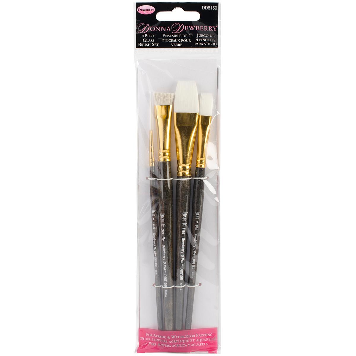 Donna Dewberry Glass Brush Set 4pc  Liner#2,flat#12,scruffy1/2 ,flat3/4