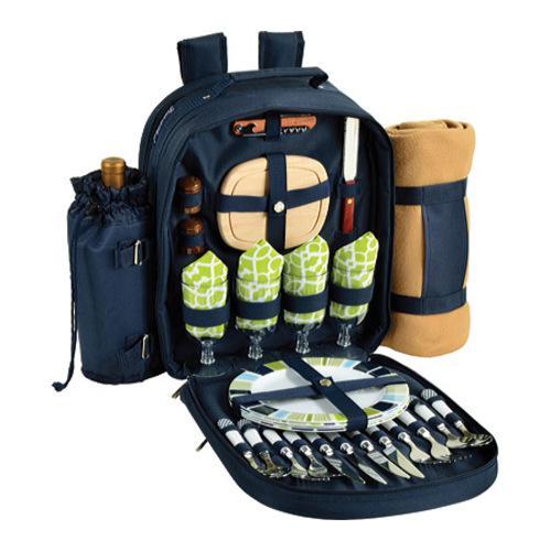 Picnic At Ascot Picnic Backpack For Four With Blanket Trellis Green