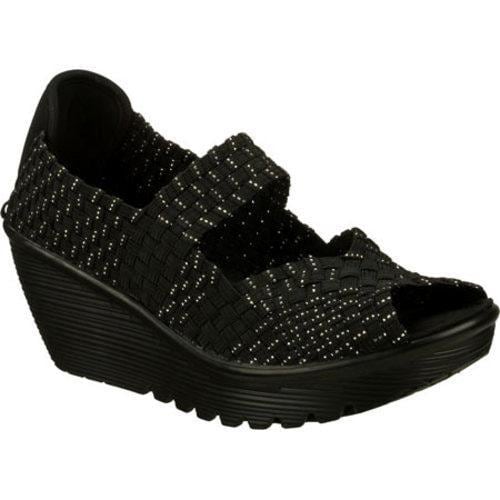 Women's Skechers Parallel Black/Silver Skechers Wedges