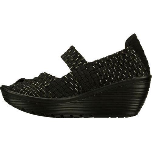 Women's Skechers Parallel Black/Silver Skechers Wedges