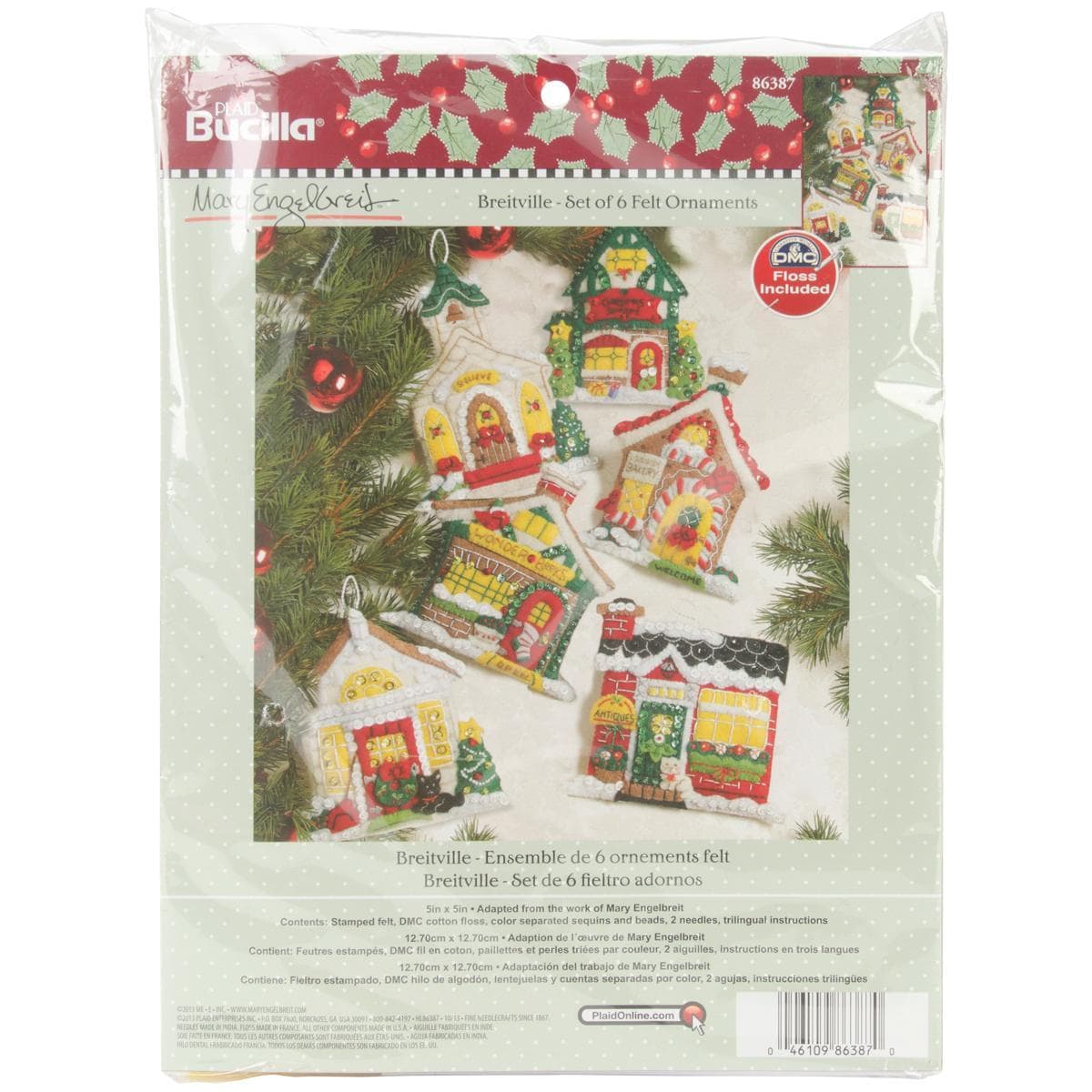 Mary Engelbreit Breitville Ornaments Felt Applique Kit   5 X5 Set Of 6