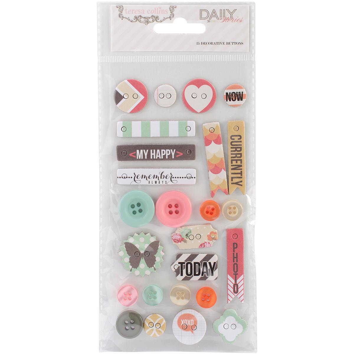 Daily Stories Decorative Buttons and Chipboard