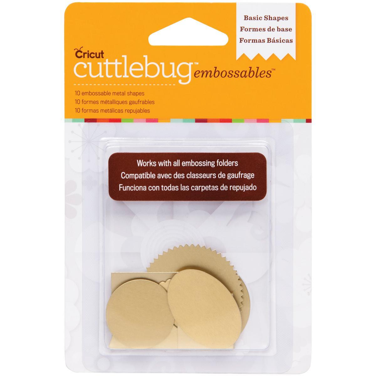 Cuttlebug Embossables Metal Shapes 10/pkg  Basic Shapes, Gold