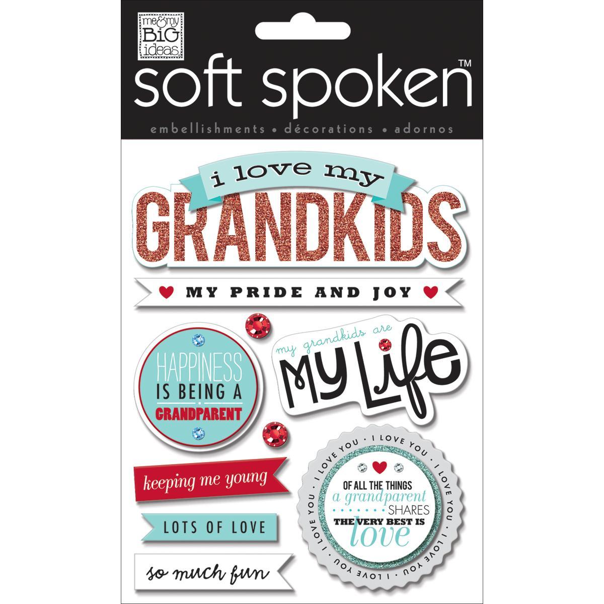 Soft Spoken Themed Embellishments  I Love My Grandkids