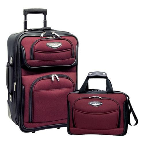 Travelers Choice Amsterdam 2 piece Carry on Luggage Set Burgundy