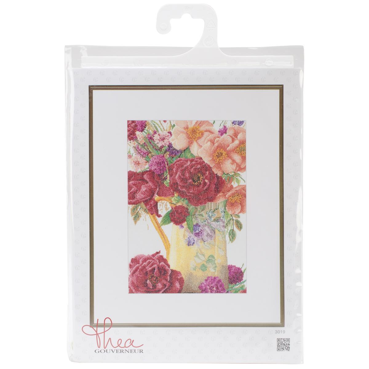 Rose Bouquet On Linen Counted Cross Stitch Kit  9 1/2 X13 1/2 36 Count