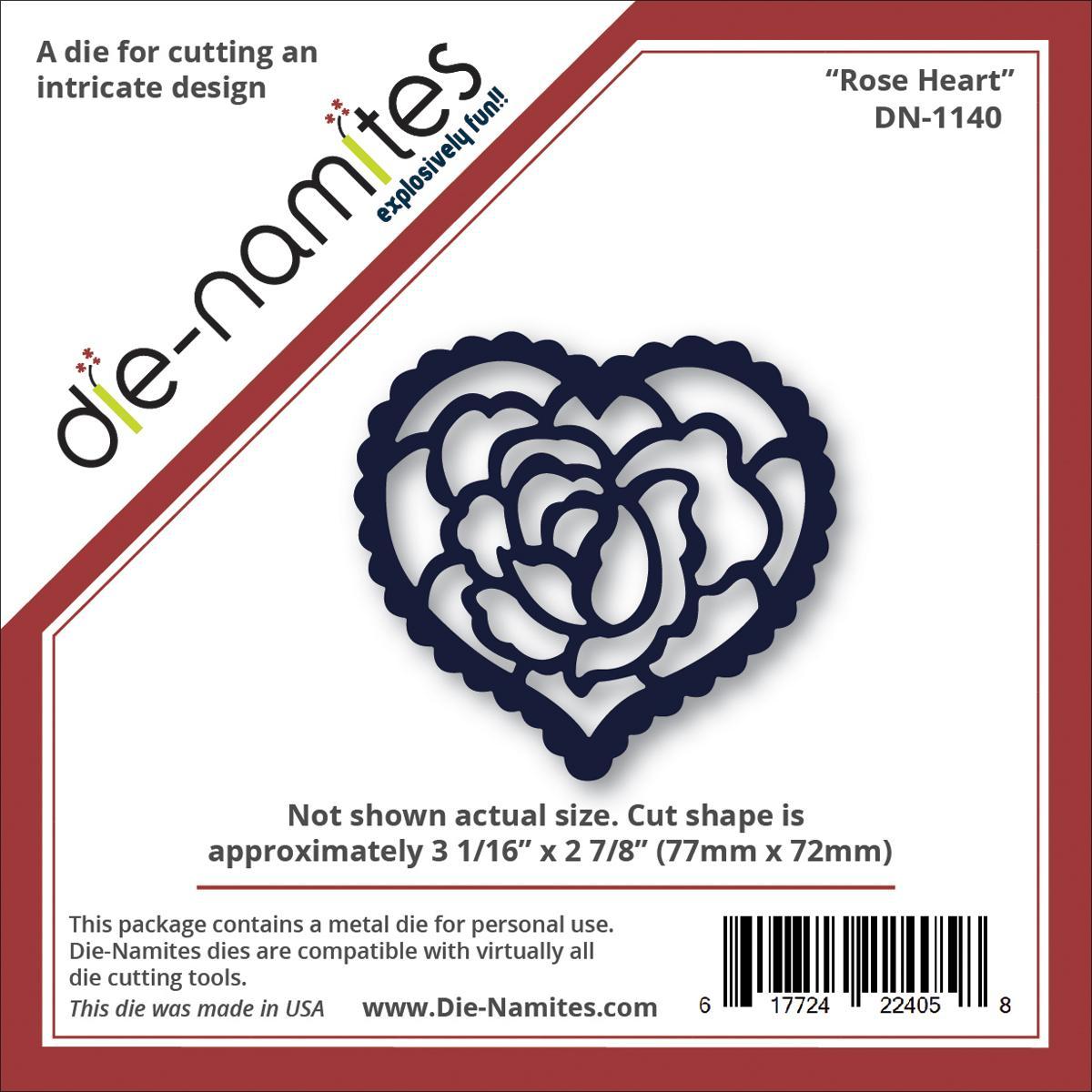 Die namites Die  Rose Heart, 3.062 X2.875