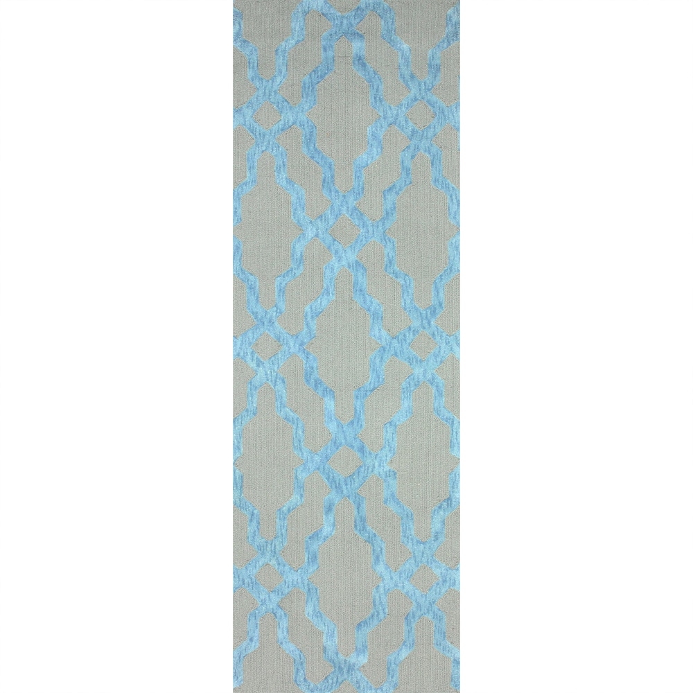 Nuloom Hand hooked Blue Wool Runner Rug (26 X 8)