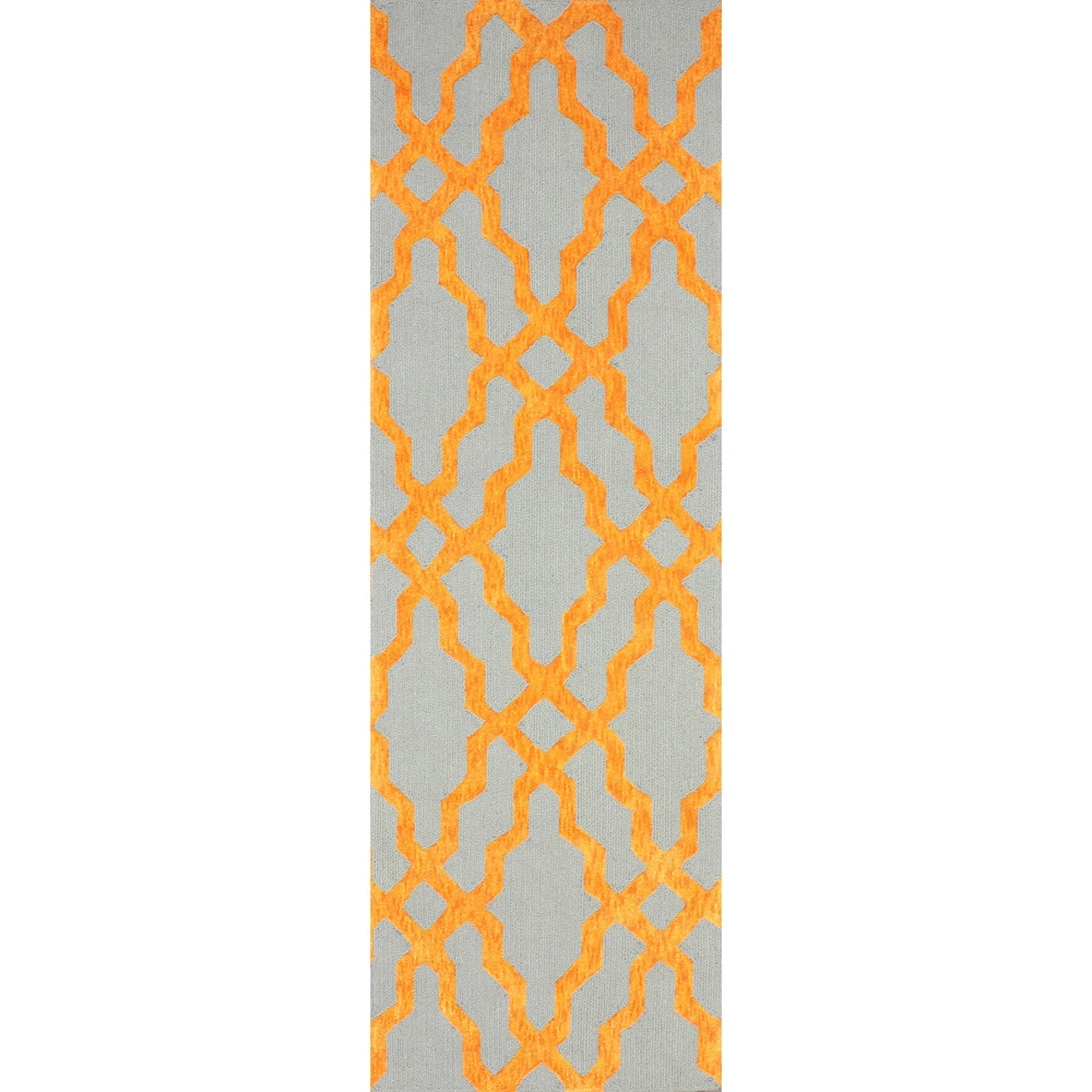 Nuloom Hand hooked Orange/ Grey Wool blend Runner Rug (26 X 8)