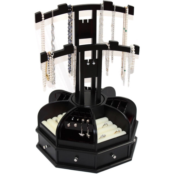 Shop Dark Wood Rotating Collection Jewelry Display Box Free Shipping