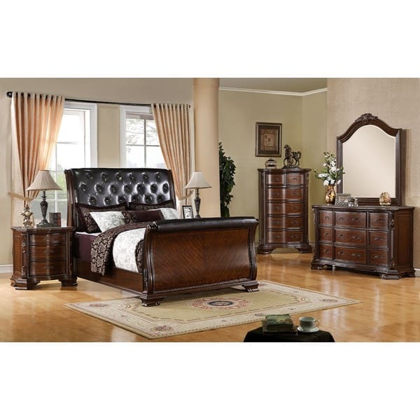 Shop South Yorkshire Antique Brown Cherry Queen Bedroom Set