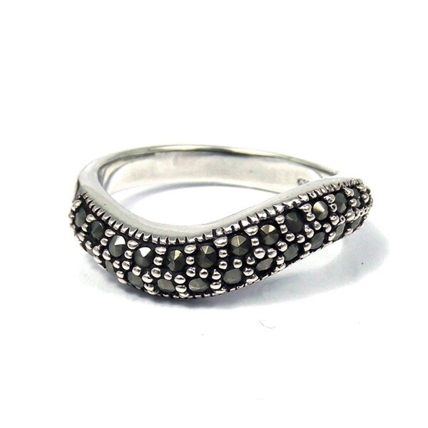 Contempo Swirl Marcasite Embellished .925 Silver Ring (Thailand ...