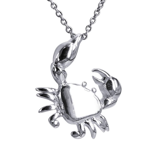 Feisty Claws Crab .925 Sterling Silver Slide Pendant  